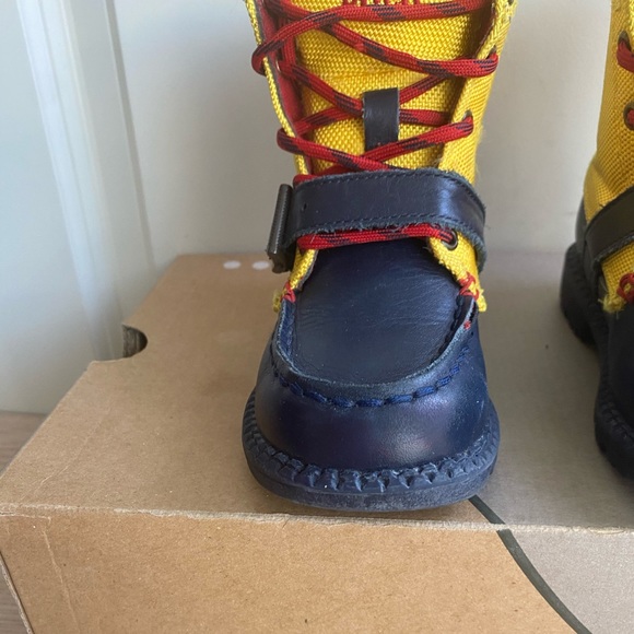 Polo Toddler Ranger Boots Yellow/ Navy Leather - SZ 9 C - Picture 12 of 13